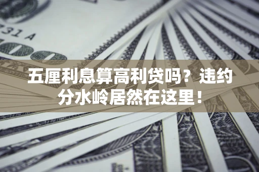 武汉五厘利息算高利贷吗？违约分水岭居然在这里！