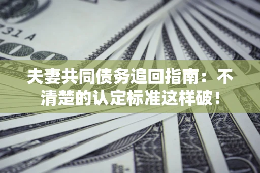 武汉夫妻共同债务追回指南：不清楚的认定标准这样破！