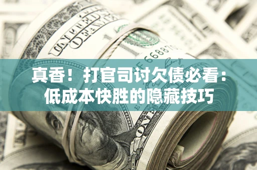武汉真香！打官司讨欠债必看：低成本快胜的隐藏技巧
